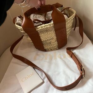 Chloe Small Sense Raffia Basket- Carmel Color